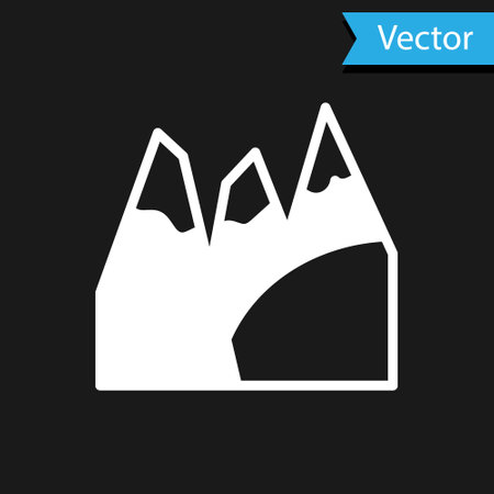 White Mountains icon isolated on black background. Symbol of victory or success concept. Goal achievement. Vectorのイラスト素材