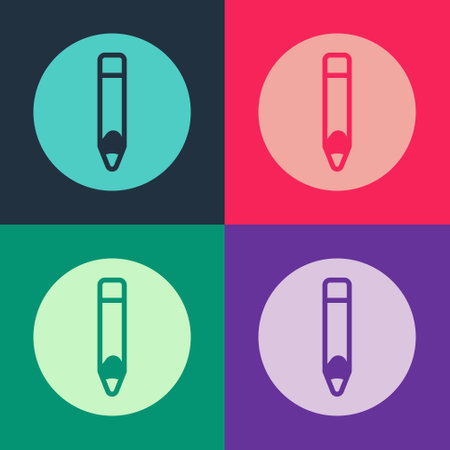 Pop art Pencil icon isolated on color background. Drawing and educational tools. School office symbol. Vectorのイラスト素材