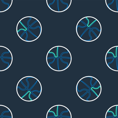 Line Basketball ball icon isolated seamless pattern on black background. Sport symbol. Vectorのイラスト素材