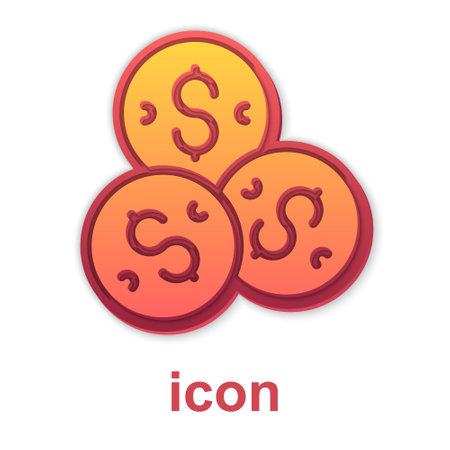 Gold Casino chip with dollar symbol icon isolated on white background. Casino gambling. Vectorのイラスト素材