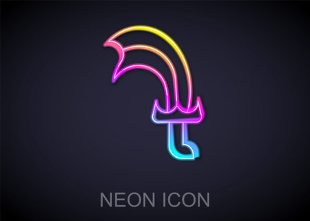 Glowing neon line Sword for game icon isolated on black background. Vectorのイラスト素材