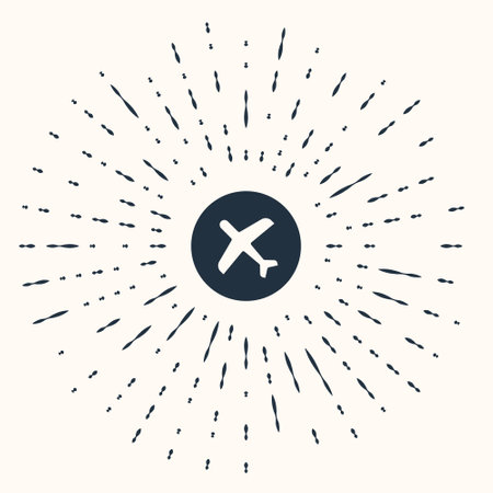 Grey Plane icon isolated on beige background. Flying airplane icon. Airliner sign. Abstract circle random dots. Vectorのイラスト素材