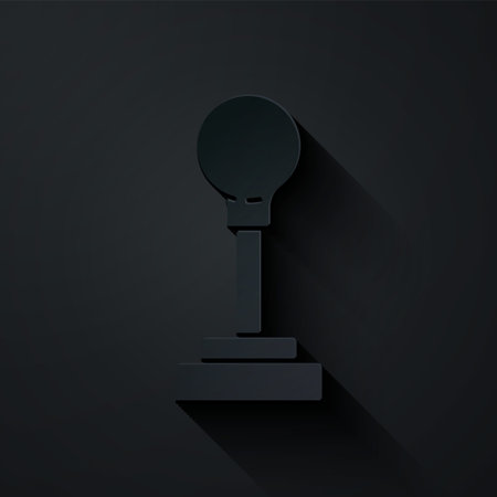 Paper cut Gear shifter icon isolated on black background. Manual transmission icon. Paper art style. Vectorのイラスト素材