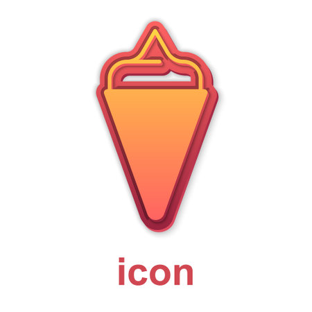 Gold Ice cream in waffle cone icon isolated on white background. Sweet symbol. Vectorのイラスト素材