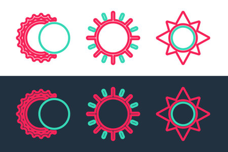 Set line Sun, Eclipse of the sun and icon. Vectorのイラスト素材