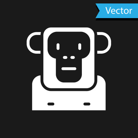 White Monkey icon isolated on black background. Vectorのイラスト素材