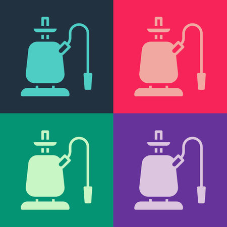 Pop art Hookah icon isolated on color background. Vectorのイラスト素材