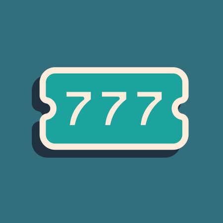 Green Lottery ticket icon isolated on green background. Bingo, lotto, cash prizes. Financial success, prosperity, victory, winnings luck. Long shadow style. Vectorのイラスト素材