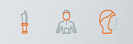 Set line Diving hood, knife and Wetsuit for scuba diving icon. Vectorのイラスト素材