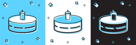 Set Cake with burning candles icon isolated on blue and white, black background. Happy Birthday. Vectorのイラスト素材
