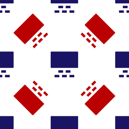 Blue and red Cinema auditorium with screen and seats icon isolated seamless pattern on white background. Vectorのイラスト素材