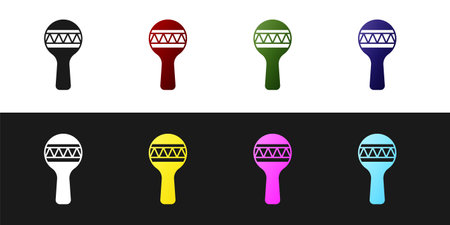 Set Maracas icon isolated on black and white background. Music maracas instrument mexico. Vectorのイラスト素材