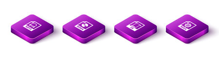 Set Isometric MP3 file document, WMA, JS and MAX icon. Vector.のイラスト素材