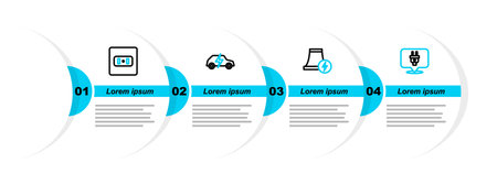 Set line Electric plug Nuclear power plant car and Electrical outlet icon. Vector.のイラスト素材