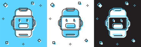Set Chat bot icon isolated on blue and white, black background. Chatbot icon. Vector.