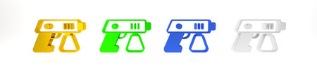Colorful Paint spray gun icon isolated on white background. Minimalism concept. 3D render illustration.の写真素材