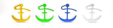 Colorful Anchor icon isolated on white background. Minimalism concept. 3D render illustration.の写真素材