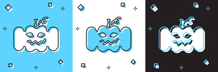 Set Pumpkin icon isolated on blue and white, black background. Happy Halloween party. Vector.のイラスト素材