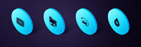 Set Isometric Water drop percentage, Electric car, FTP folder upload and Wooden barrel for wine...