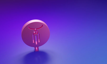 Pink Bicycle icon isolated on purple-blue background. Minimalism concept. 3D render illustration.の写真素材