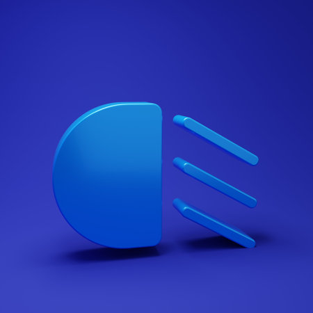 Blue High beam icon isolated on blue background. Car headlight. Minimalism concept. 3D render illustration.の写真素材