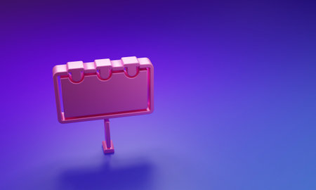 Pink Blank big billboard with lights icon isolated on purple-blue background. Minimalism concept. 3D render illustration.の写真素材