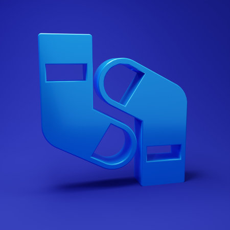 Blue Socks icon isolated on blue background. Minimalism concept. 3D render illustration.の写真素材