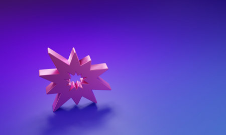 Pink Bomb explosion with shrapnel and fireball icon isolated on purple-blue background. Minimalism concept. 3D render illustration.の写真素材