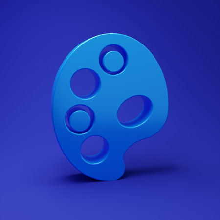 Blue Palette icon isolated on blue background. Minimalism concept. 3D render illustration.の写真素材
