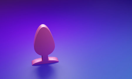 Pink object icon isolated on purple-blue background. Minimalism concept. 3D render illustration.の写真素材