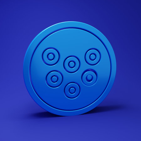 Blue icon isolated on blue background. Minimalism concept. 3D render illustration.の写真素材