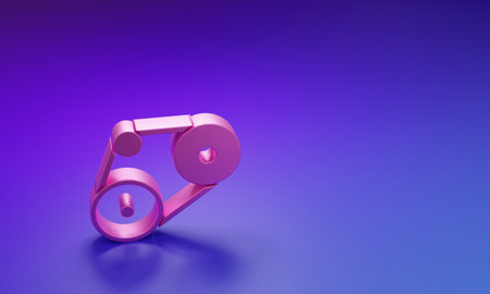 Pink Timing belt kit icon isolated on purple-blue background. Minimalism concept. 3D render illustration.の写真素材
