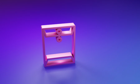 Pink Envelope icon isolated on purple-blue background. Email message letter symbol. Minimalism concept. 3D render illustration.の写真素材