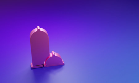 Pink Condoms safe sex icon isolated on purple-blue background. Safe love symbol. Contraceptive method for males. Minimalism concept. 3D render illustration.の写真素材