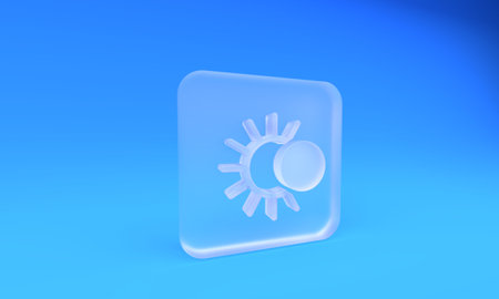 Frosted glass Eclipse of the sun icon isolated on blue background. Square frosted glass button. 3D render illustration.の写真素材