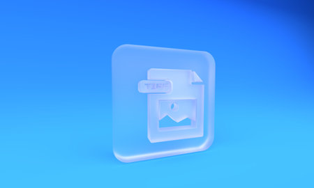 Frosted glass TIFF file document. Download tiff button icon isolated on blue background. TIFF file...