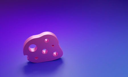 Pink icon isolated on purple-blue background. Minimalism concept. 3D render illustration.の写真素材
