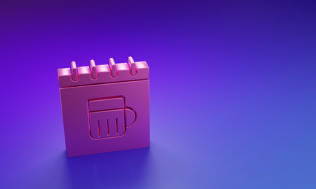 Calendar icon isolated on purple-blue background. Four leaf clover symbol. Date 17 March. Minimalism concept. 3D render illustration.の写真素材