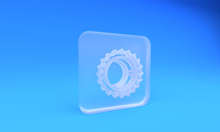 Frosted glass Eclipse icon isolated on blue background. Square frosted glass button. 3D render illustration.の写真素材