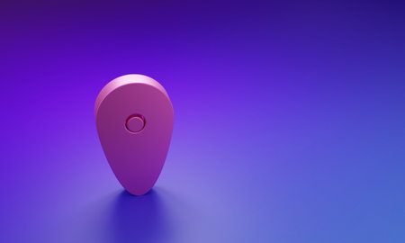 Pink icon isolated on purple-blue background. Guard sign. Security, safety, protection, privacy concept. Minimalism concept. 3D render illustration.の写真素材
