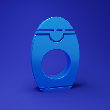 Blue object icon isolated on blue background. Minimalism concept. 3D render illustration.の写真素材