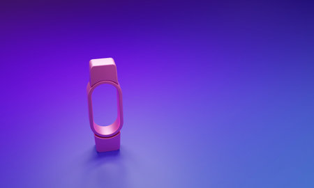 Pink Smartwatch icon isolated on purple-blue background. Minimalism concept. 3D render illustration.の写真素材