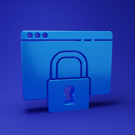 Blue Secure your site with HTTPS, SSL icon isolated on blue background. Internet communication...