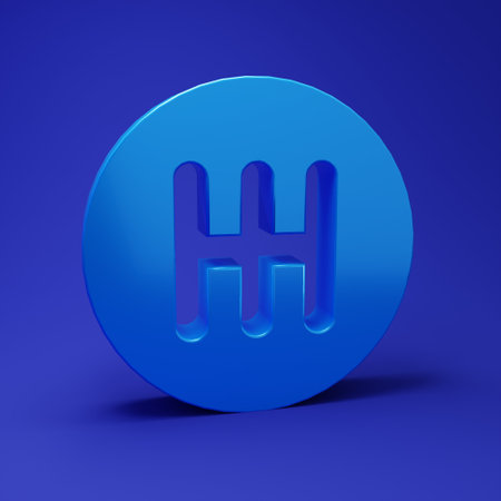 Blue Gear shifter icon isolated on blue background. Transmission icon. Minimalism concept. 3D render illustration.の写真素材