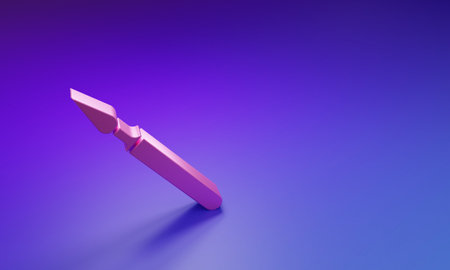 Pink Medical surgery scalpel tool icon isolated on purple-blue background. Medical instrument....
