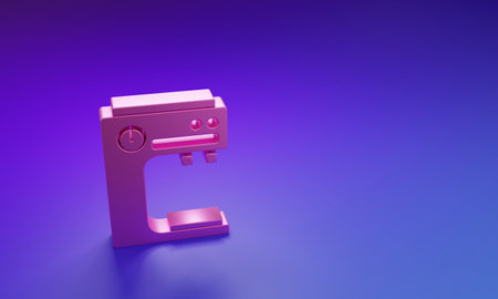 Pink Coffee machine icon isolated on purple-blue background. Minimalism concept. 3D render illustration.の写真素材