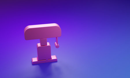 Pink icon isolated on purple-blue background. Minimalism concept. 3D render illustration.の写真素材