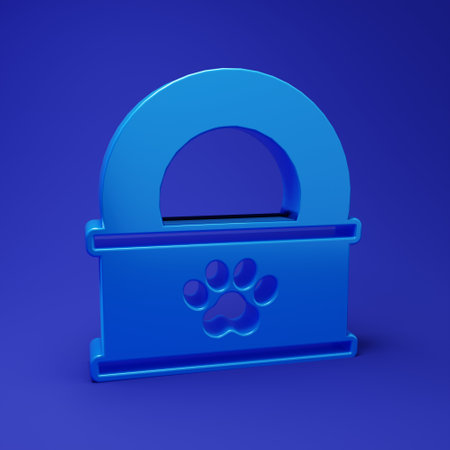 Blue Canned food icon isolated on blue background. Food for animals. Pet food can. Minimalism concept. 3D render illustration.の写真素材