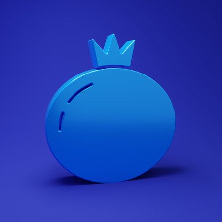 Blue Tomato icon isolated on blue background. Minimalism concept. 3D render illustration.の写真素材