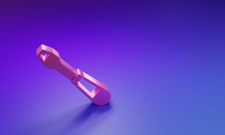 Pink Screwdriver icon isolated on purple-blue background. Service tool symbol. Minimalism concept. 3D render illustration.の写真素材